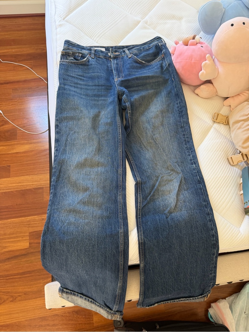 Zara Dark Blue Wide-Leg Flare Jeans